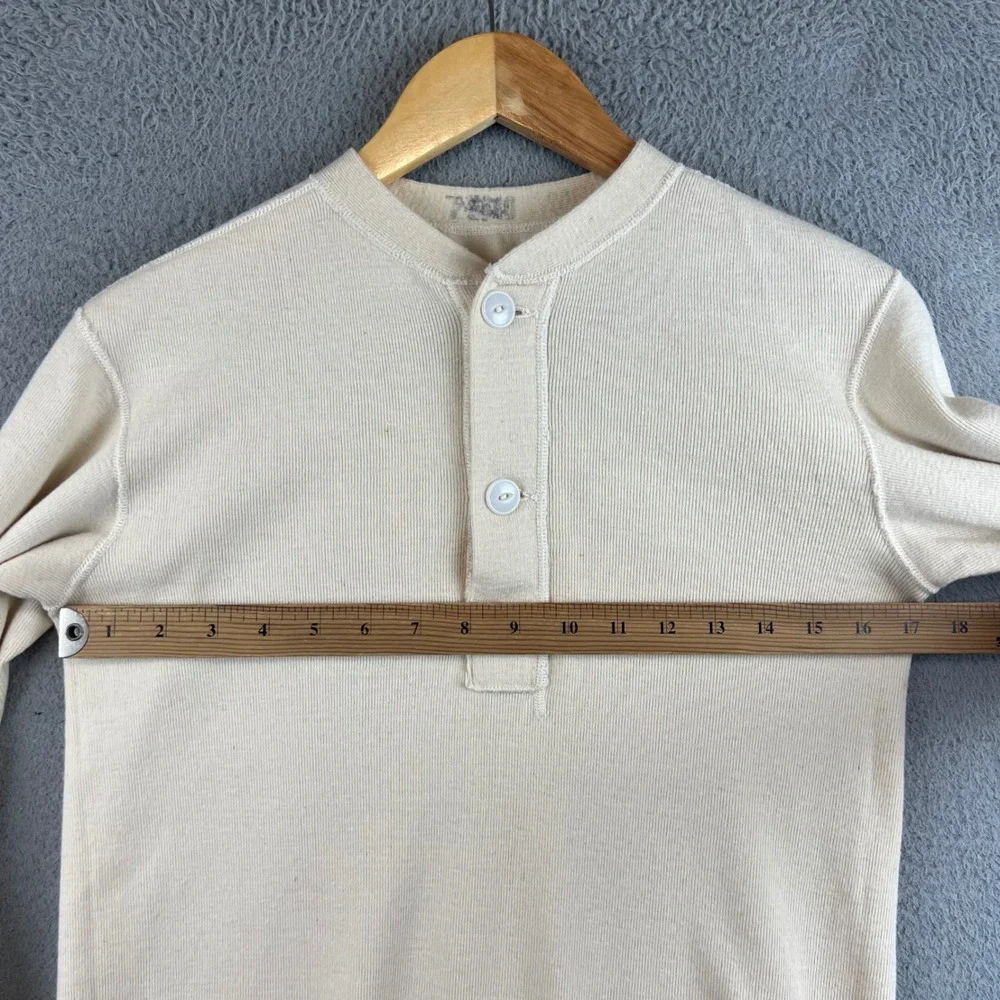 Vintage 1951 US Army M-1950 Winter Undershirt Henley Wool Cotton Cream Small